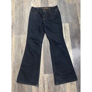 Grane Flare Jeans Dark Indigo Blue Embroidered Pockets Juniors Size 7 Denim